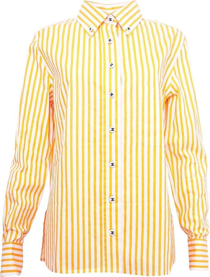 Chanel Pre-owned 1990-2000s Striped Button-Down Shirt - Blue