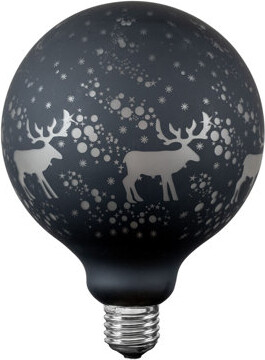 Novelty Lights Festive Living G125 Decorative LED Bulb – 1800K Warm Vintage Glow, Dimmable, Winter Elk Style Matte Black, E26 Medium Base, 4W 70 Lm – Edison Style Gl