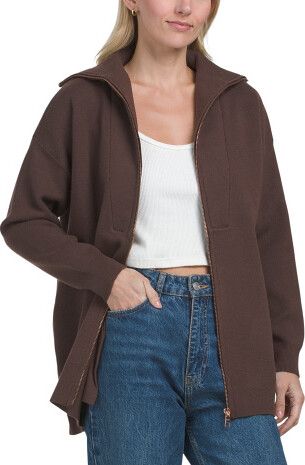 TJMAXX Oversized Zip Front Cozy Sweater, Nylon/Polyester/Viscose