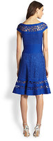 Thumbnail for your product : Tadashi Shoji Lace-Inset Cap-Sleeve Pintucked Dress