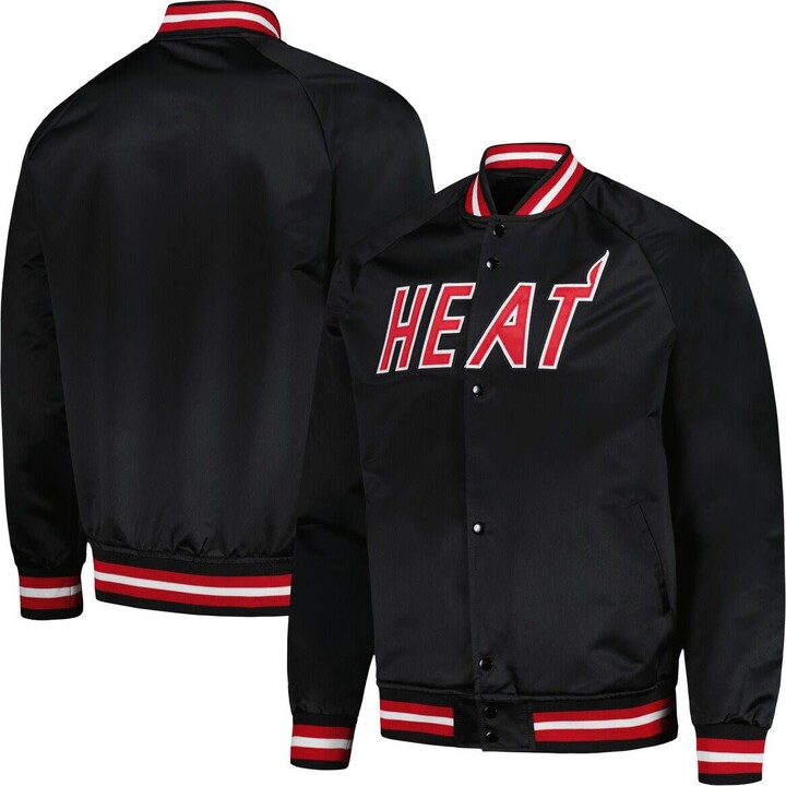 Mitchell & Ness Men's Black Miami Heat Hardwood Classics Throwback Wordmark  Raglan Full-Snap Jacket - ShopStyle
