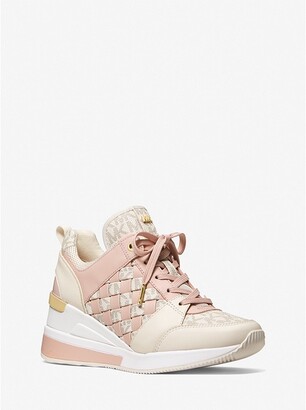 michael kors georgie woven leather trainer