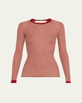Valentino Garavani Striped Silk Knit Long-Sleeve Sweater