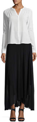 Fuzzi Asymmetric-Hem Tulle Maxi Skirt, Black