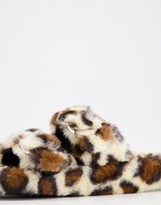 Thumbnail for your product : Qupid double strap slippers in leopard fur