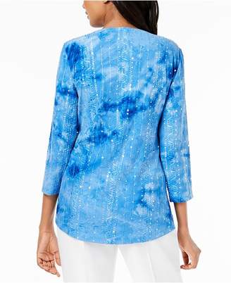 JM Collection Tie-Dyed Embellished Tunic, Created for Macy's