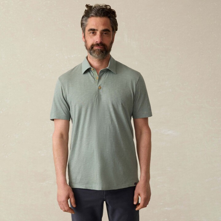 Faherty Men's Sunwashed Polo, Small, Dune Navy