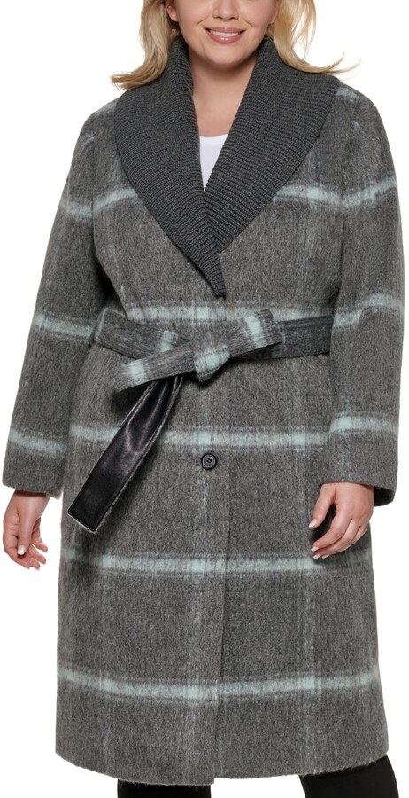 plus size belted wrap coat