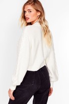 Thumbnail for your product : Nasty Gal Womens Cable Knit Low V Neck Cardigan - White - L
