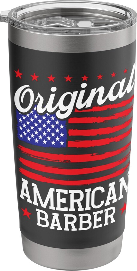 Funny Barber Gifts Patriotic US Flag American Barber Stainless Steel Insulated Tumbler