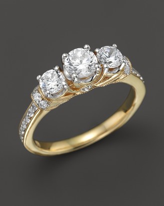 Bloomingdale's Diamond 3-Stone Ring with Pave Sides in 18K Yellow Gold, 1.0 ct. t.w. - 100% Exclusive