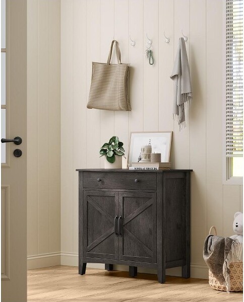 SONGMICS HOME VASAGLEBuffetCabinet,SideboardCabinetwithStorageandDrawer,withDoors,HeightAdjustableShelfStoneGray