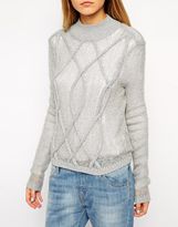 Thumbnail for your product : ASOS COLLECTION Sheer Sweater With 3D Cable Detail And Turtleneck