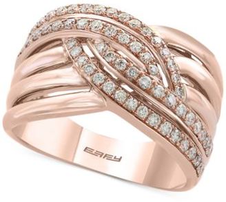 Effy Pavé Rose by Diamond Woven Ring (1/2 ct. t.w.) in 14k Rose Gold