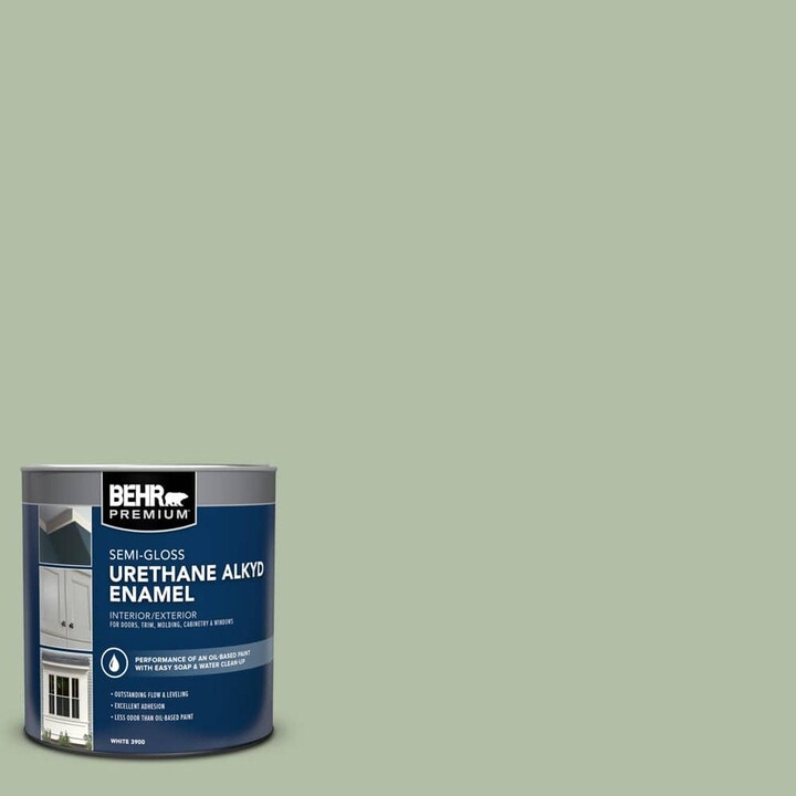 BEHR PREMIUM 1 qt. #S390-3 Creamy Spinach Semi-Gloss Enamel Urethane Alkyd Interior/Exterior Paint