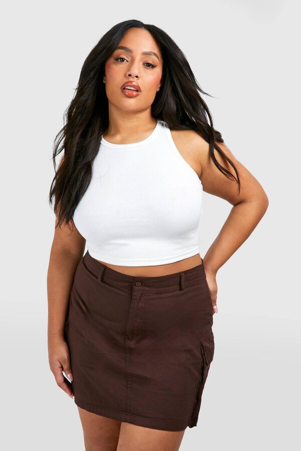 Bodycon Skirt Plus Size Khaki Skirt With Pockets Plus Size Mini