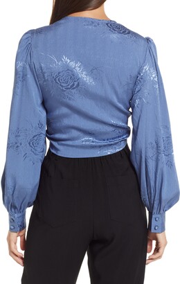 Lulus Highly Iconic Satin Jacquard Tie Front Top