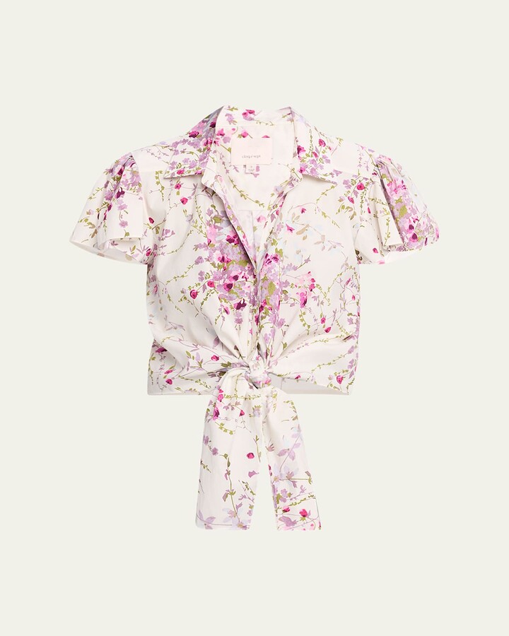 Cinq à Sept Marianna Tie-Front Midsummer Bloom Blouse