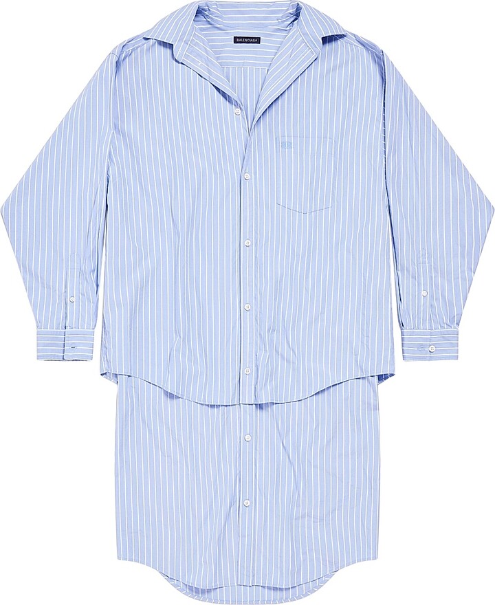 Balenciaga Women's BB Classic Layered Shirt Dress - Blue - Size 2