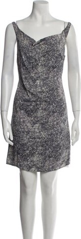Douuod Printed Mini Dress w/ Tags Douuod Sheath Dress Grey Printed Sleeveless with Cowl Neck Concealed Zip Closure at Side