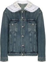 jean jacket with lace trim