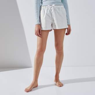 The White Company Cotton Flannel Stripe Shorts, Pink Stripe, Small