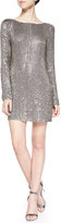 Thumbnail for your product : Haute Hippie Long-Sleeve Short Dress with Crystals