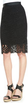 Thumbnail for your product : Miguelina Scarlett Swirly-Lace Pencil Skirt