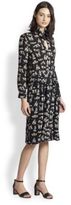 Thumbnail for your product : Rachel Comey Pierrot Silk Poodle-Print Tied-Neck Dress