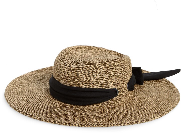 SAINT LAURENT Embellished silk jacquard-trimmed faux straw visor