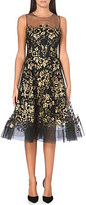 Thumbnail for your product : Oscar de la Renta Sheer gold floral print dress