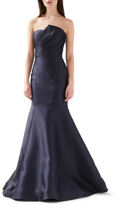 strapless asymmetrical mermaid gown navy dress shopstyle monique lhuillier ml