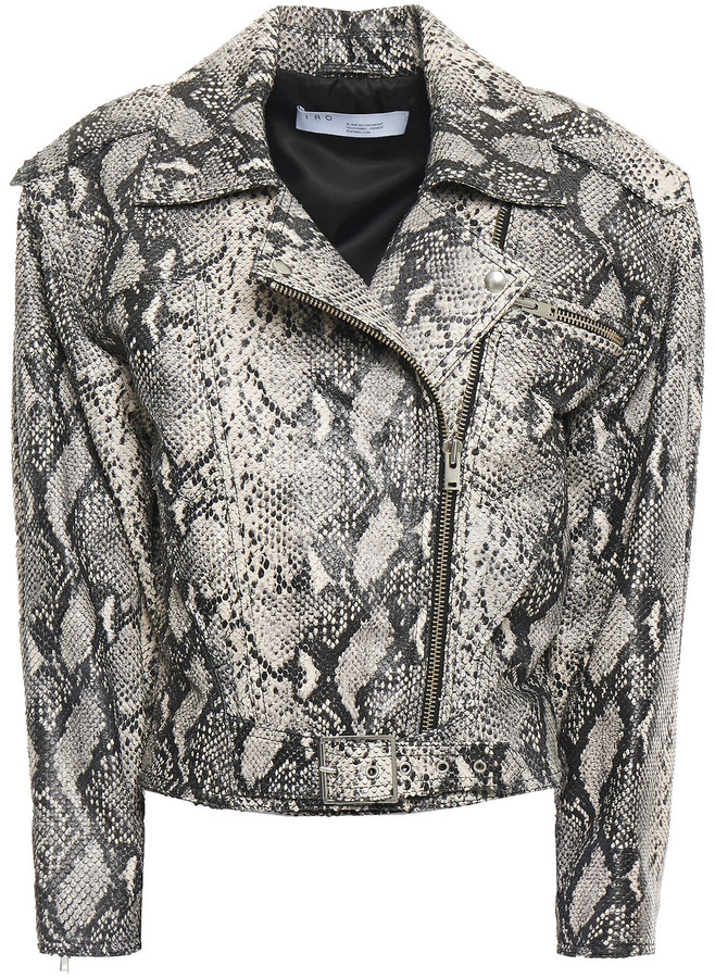 snake print biker jacket