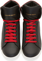 Thumbnail for your product : Alexander McQueen Black & Red Matte Leather High-Top Sneakers