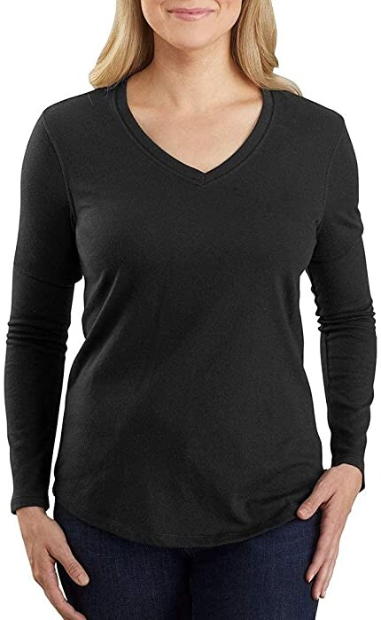 Black V-neck Fitted Long Sleeve Shirts | Shop the world's largest 