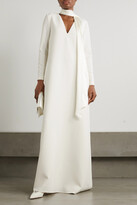 Thumbnail for your product : Safiyaa Aleah Crepe And Silk-blend Satin Gown - Ivory - FR34