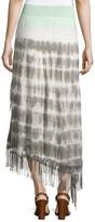 Thumbnail for your product : XCVI Matilda Tiered Tie-Dye Maxi Skirt W/Fringe, Mint