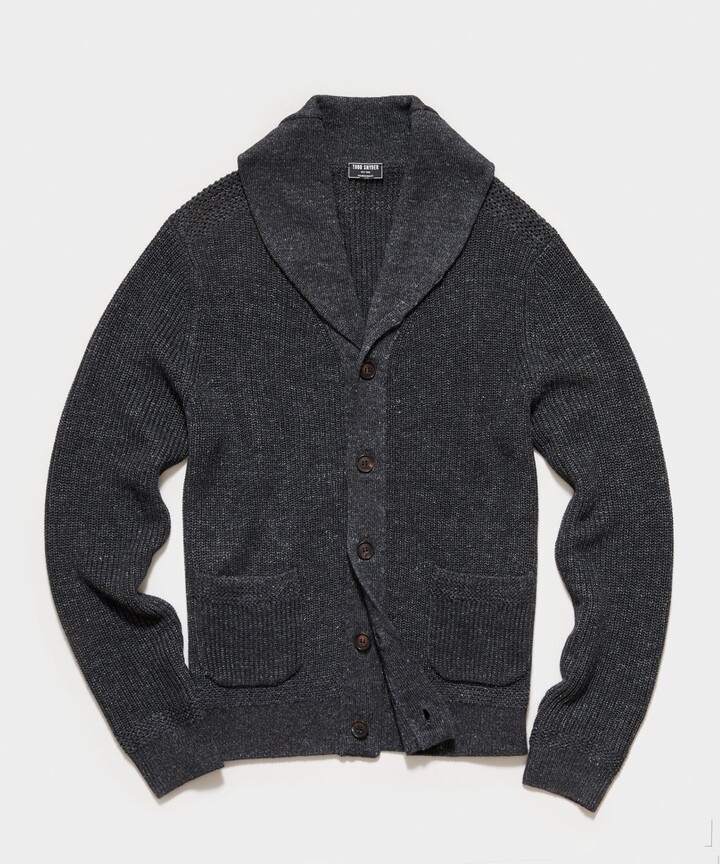 mens shawl collar cardigan black