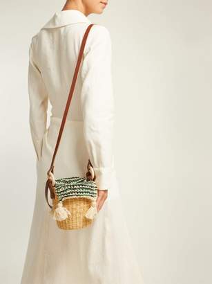 Muun Seau Wool And Woven Straw Bucket Bag - Womens - Green Multi