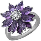 Thumbnail for your product : Lord & Taylor Sterling Silver Amethyst with White Topaz Flower Ring