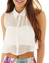 Thumbnail for your product : JCPenney Decree Sleeveless Button-Front Chiffon Top
