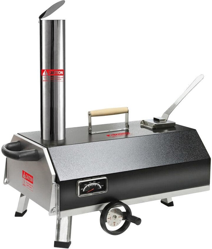Daheat Semi-Automatic Black 12 in. Portable Wood Fired Outdoor Pizza Oven for Authentic Stone Baked Pizzas