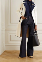 Thumbnail for your product : Akris Belted Two-tone Leather-trimmed Cotton-blend Trench Coat - Ecru