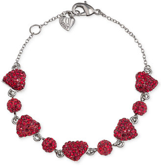Carolee Silver-Tone Red Crystal Heart and Fireball Flex Bracelet