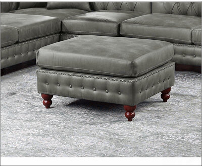 1pc Cocktail Ottoman Tufted Nailhead Wooden Legs Living Room Furniture