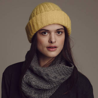 Lowie Mohair Ribbed Fisherman’s Beanie In Yellow