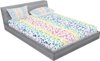 Ambesonne Rainbow Bubbles and Rounds Circles in Wavy Shape Line Art Ombre Striped Sheet Set