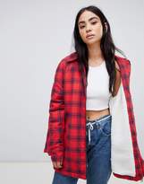 Thumbnail for your product : ASOS Design DESIGN tartan shacket with borg lining