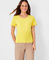 ANN TAYLOR Scalloped Top – Yellow