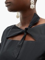 Thumbnail for your product : Molly Goddard Clara Puff-sleeve Crepe Peplum Top - Black